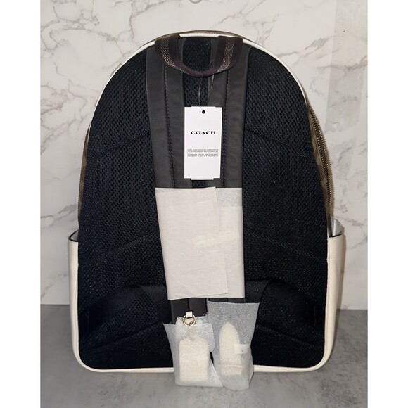 NWT Coach Court Brown Backpack In Blocked Signature Canvas $498 Retail - Picture 4 of 15